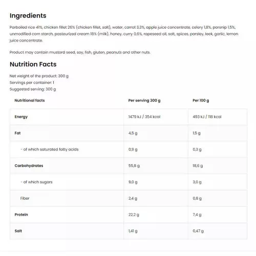 OstroVit Készétel - Csirkehús curry szószban rizzsel 300 g