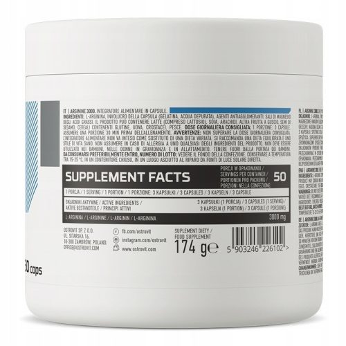 OstroVit Arginine 3000 mg - 150 kapszula 