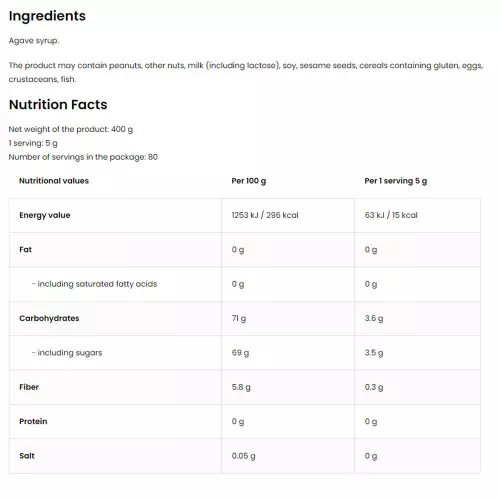 OstroVit Agávé Szirup 400 g