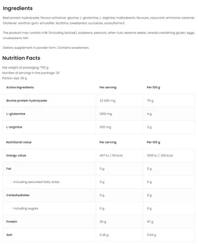 OstroVit Beef Protein 700 g - vanília 