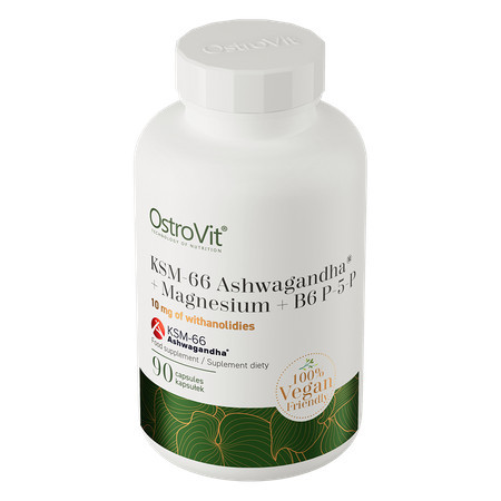 OstroVit Ashwagandha KSM-66 + Magnézium + B6 P-5-P VEGE - 90 kapszula