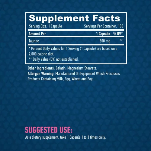 Haya Labs – Taurine - 500 mg / 100 kapszula
