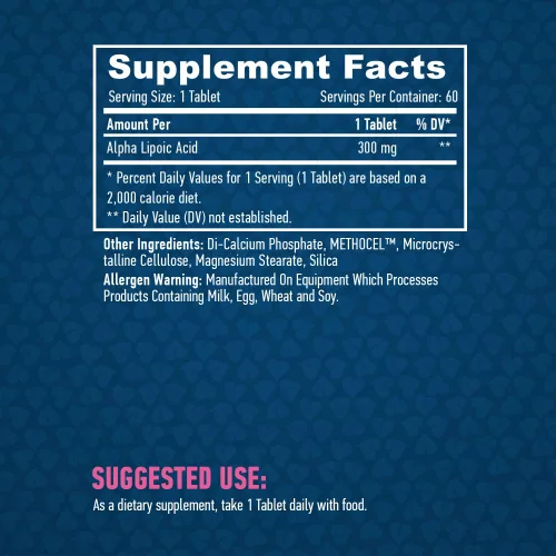 Haya Labs – Sustained Release Alpha Lipoic Acid 300mg. / 60 Vtabs