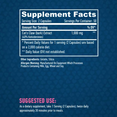 Haya Labs – Cat's Claw 3% 500mg 100 Caps