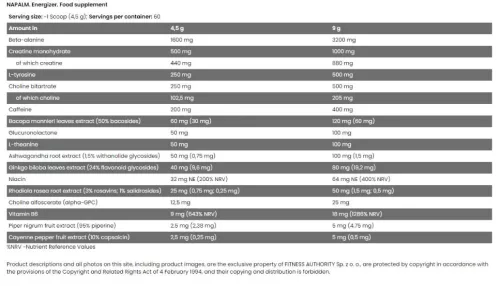 FITNESS AUTHORITY XTREME NAPALM ENERGIZER 270 G