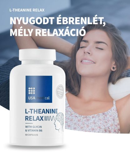 USA medical L-Theanine Relax kapszula glicinnel 60 db